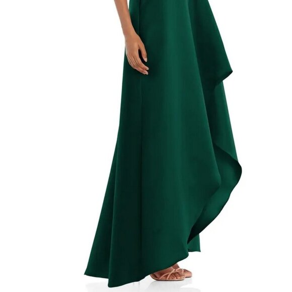 Alfred Sung Hunter Green One-Shoulder Satin Gown D831 - Picture 4 of 6